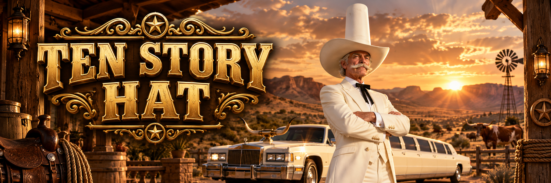 Ten Story Hat’s gold Western banner